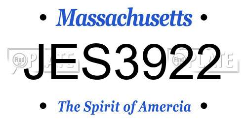 JES3922 Massachusetts License Plate