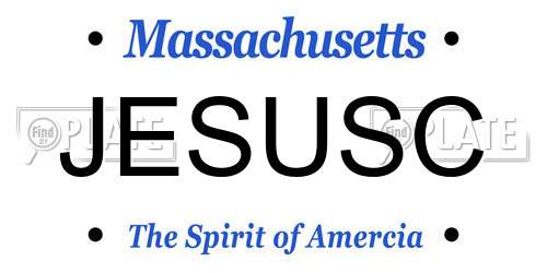 JESUSC Massachusetts License Plate