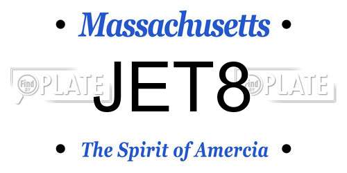 JET8 Massachusetts License Plate
