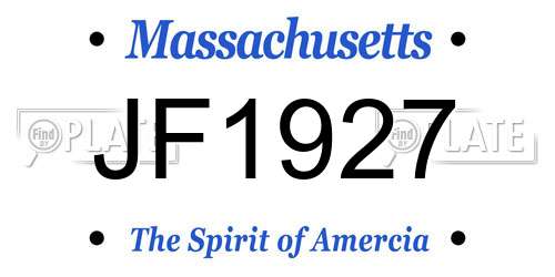 JF1927 Massachusetts License Plate