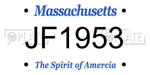 JF1953 Massachusetts License Plate