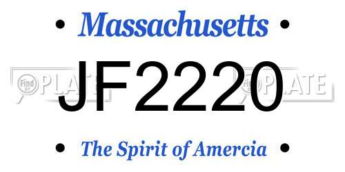 JF2220 Massachusetts License Plate