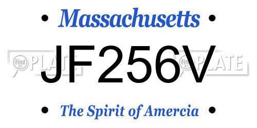 JF256V Massachusetts License Plate