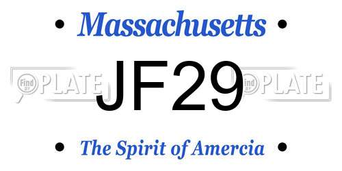 JF29 Massachusetts License Plate