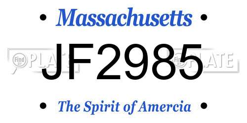 JF2985 Massachusetts License Plate