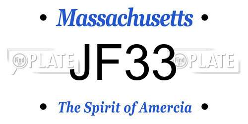 JF33 Massachusetts License Plate