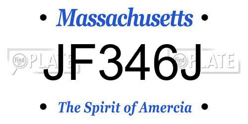 JF346J Massachusetts License Plate
