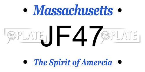 JF47 Massachusetts License Plate
