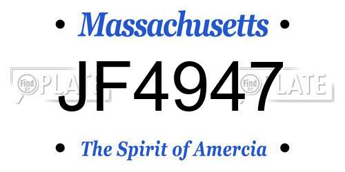 JF4947 Massachusetts License Plate