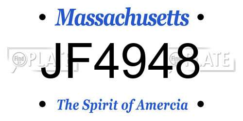 JF4948 Massachusetts License Plate