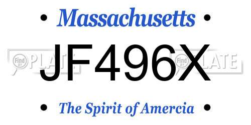 JF496X Massachusetts License Plate
