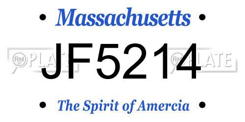 JF5214 Massachusetts License Plate