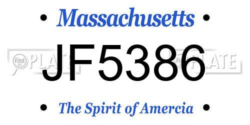 JF5386 Massachusetts License Plate