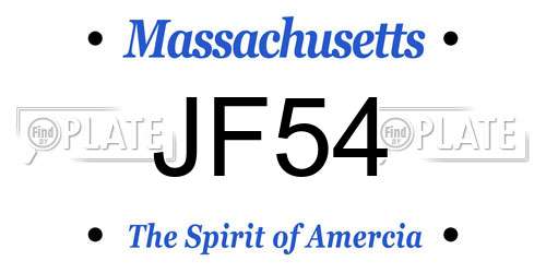 JF54 Massachusetts License Plate
