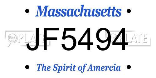 JF5494 Massachusetts License Plate