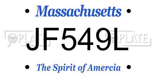JF549L Massachusetts License Plate