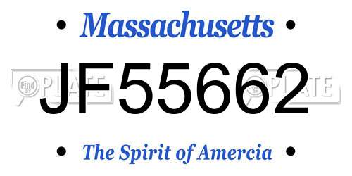 JF55662 Massachusetts License Plate