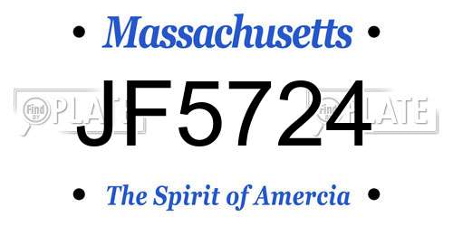 JF5724 Massachusetts License Plate