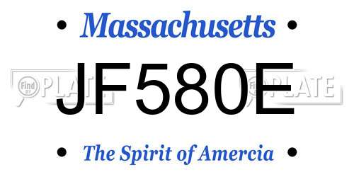 JF580E Massachusetts License Plate