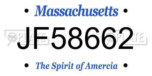 JF58662 Massachusetts License Plate