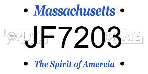 JF7203 Massachusetts License Plate