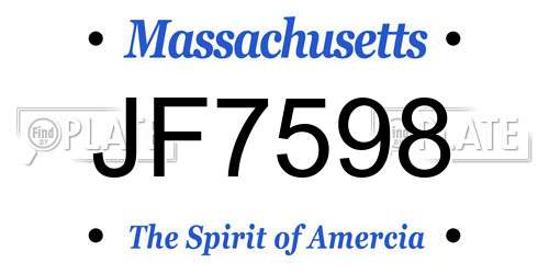 JF7598 Massachusetts License Plate