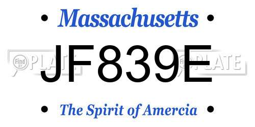 JF839E Massachusetts License Plate