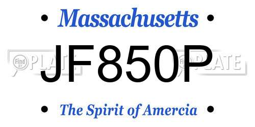 JF850P Massachusetts License Plate