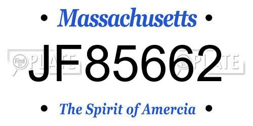 JF85662 Massachusetts License Plate