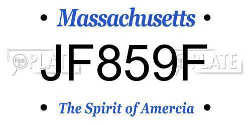JF859F Massachusetts License Plate