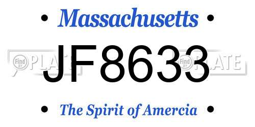 JF8633 Massachusetts License Plate