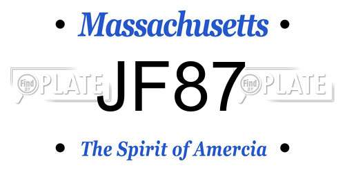 JF87 Massachusetts License Plate