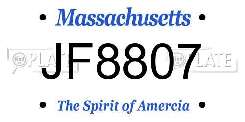 JF8807 Massachusetts License Plate