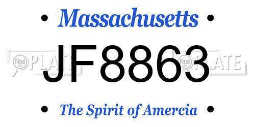 JF8863 Massachusetts License Plate