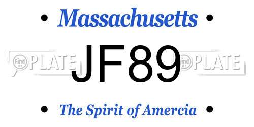 JF89 Massachusetts License Plate