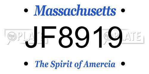 JF8919 Massachusetts License Plate