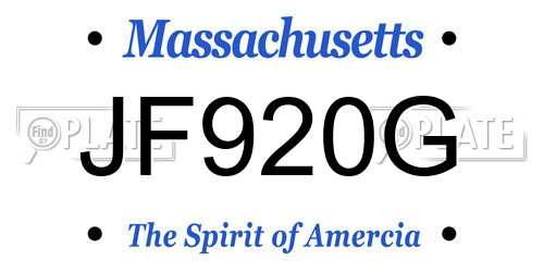 JF920G Massachusetts License Plate