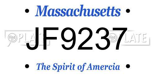 JF9237 Massachusetts License Plate