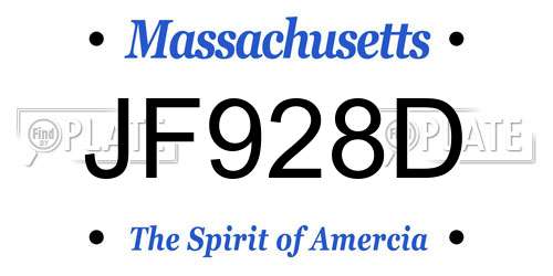 JF928D Massachusetts License Plate