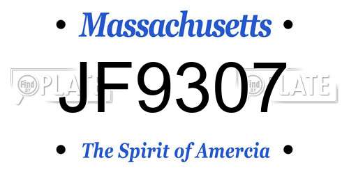 JF9307 Massachusetts License Plate