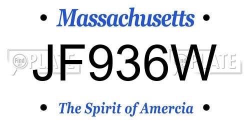 JF936W Massachusetts License Plate