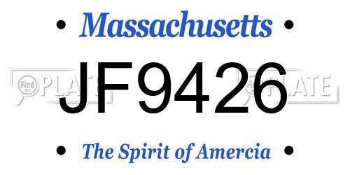 JF9426 Massachusetts License Plate