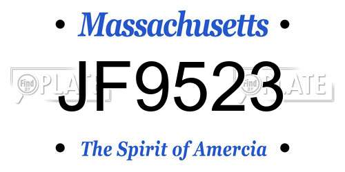 JF9523 Massachusetts License Plate
