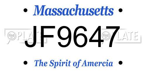 JF9647 Massachusetts License Plate