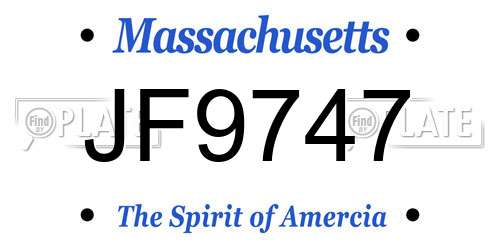 JF9747 Massachusetts License Plate