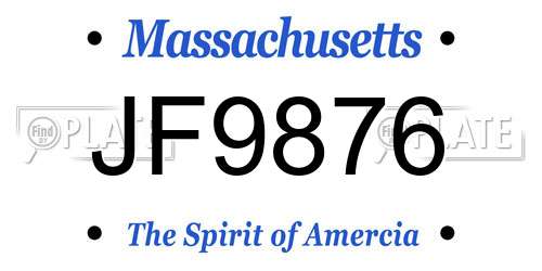 JF9876 Massachusetts License Plate