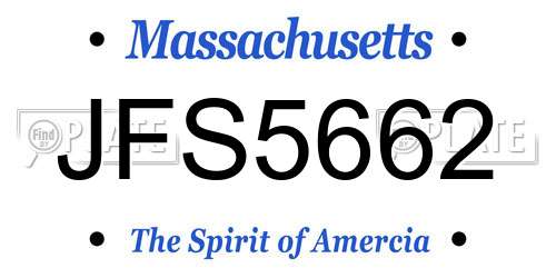 JFS5662 Massachusetts License Plate