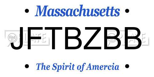 JFTBZBB Massachusetts License Plate