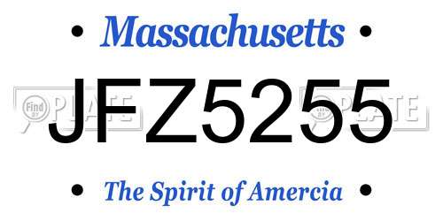 JFZ5255 Massachusetts License Plate