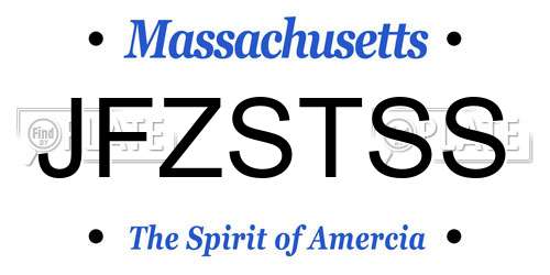 JFZSTSS Massachusetts License Plate